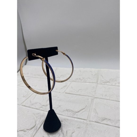 Women’s Big Enamel Hoop Earrings with Rose Gold Tone Plated, Nickel-free Stainle - Picture 10 of 10